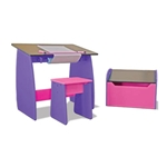 Kid's Drafting Table With Stool (Purple/Pink) Toy Chest Not Included