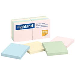 Sticky Note Pads, 3 x 3, Assorted Pastel, 100 Sheets
